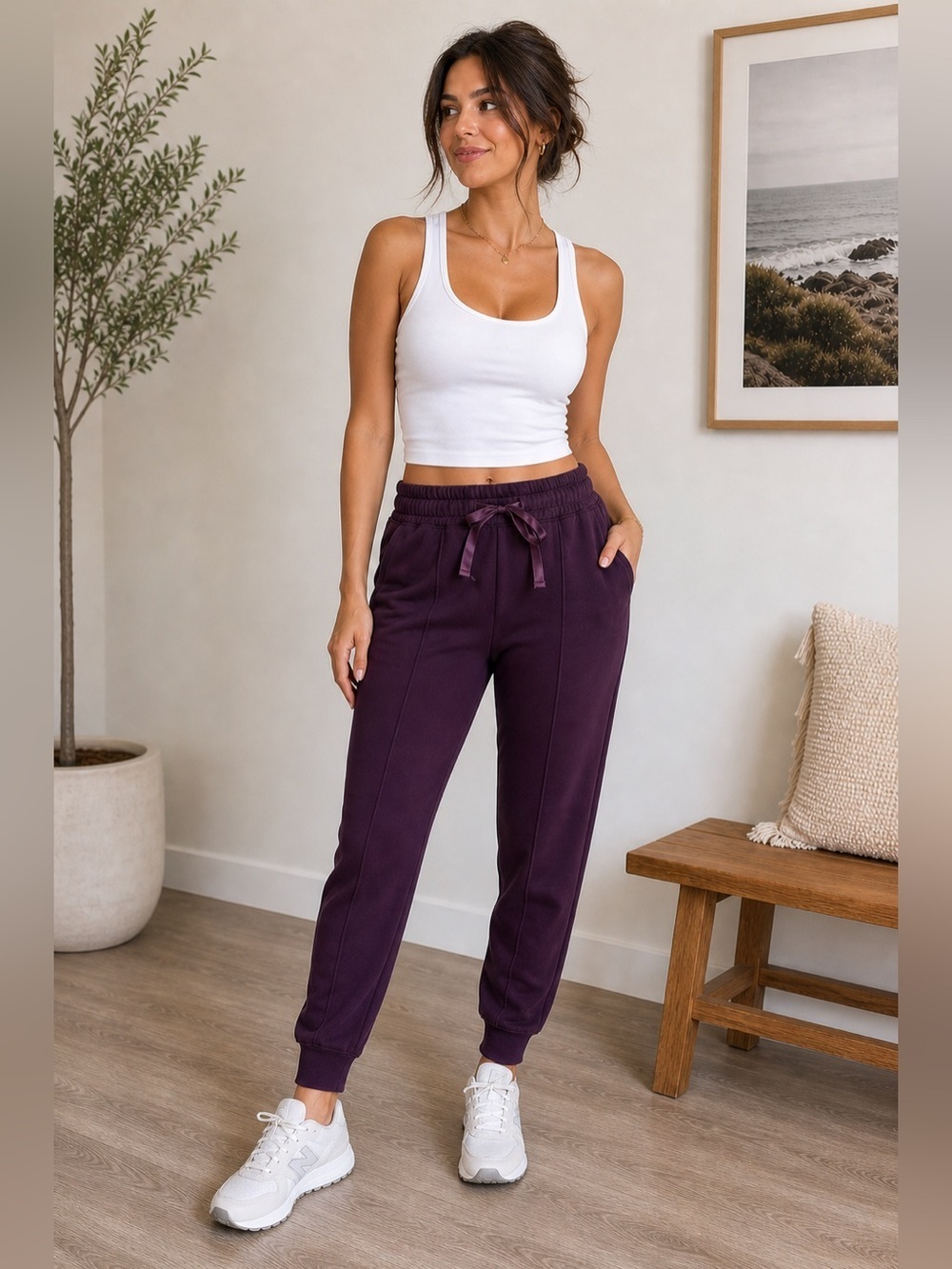 NWT MPG Julie Relaxed Performance Active Joggers Charisma Purple Size Small